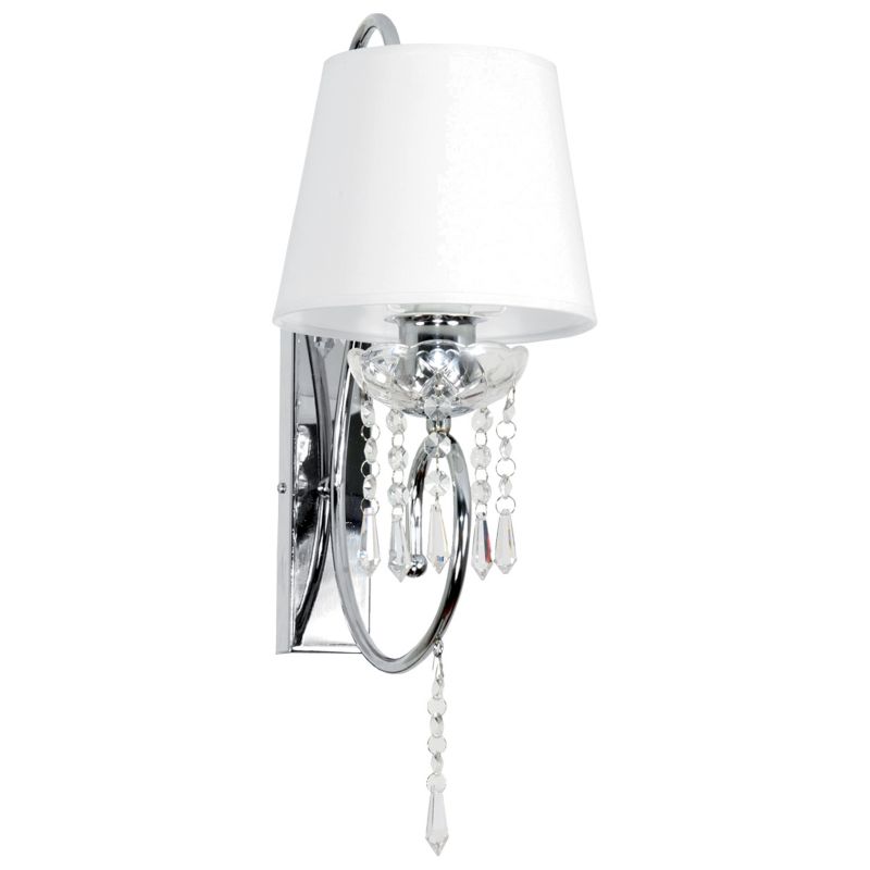 Kinkiet Ścienny EDYLIT Chromowy Biały Abażur Glamour Do Sypialni 1xE27 NOLA BIANCO 12-383 1 szt.