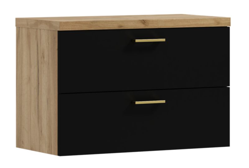 Szafka łazienkowa wisząca pod umywalkę Lume 80 cm BETTER HOME czarny + dąb craft złoty 1 szt