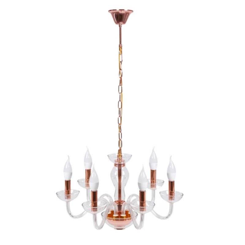 Lampa Sufitowa Wisząca Toolight App1081-6Cp Różowo Złoty