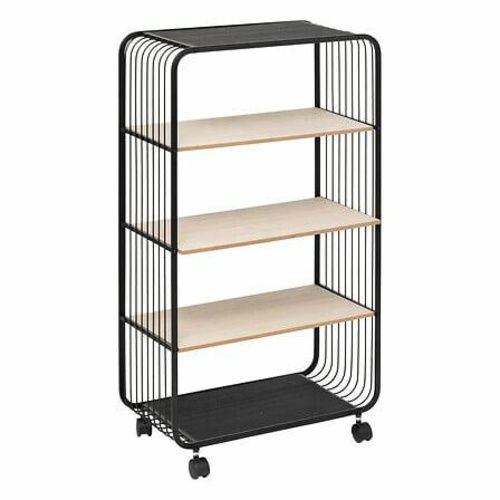 Regał na książki industrialny Glamm 5FIVE SIMPLY SMART 4-poziomowy kółka czarny naturalny 1 szt.