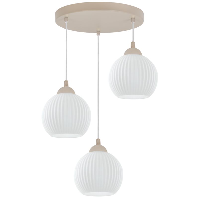 Lampa sufitowa wisząca Light Home LH Riffle okrągła 3xE27 kaszmir klosz biały 14cm kula 1szt.