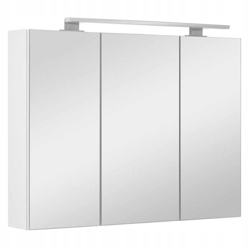 Szafka łazienkowa z lustrem MyFurni, 80 cm, biała połysk, oświetlenie LED, wisząca, lustrzana, 1 kpl.