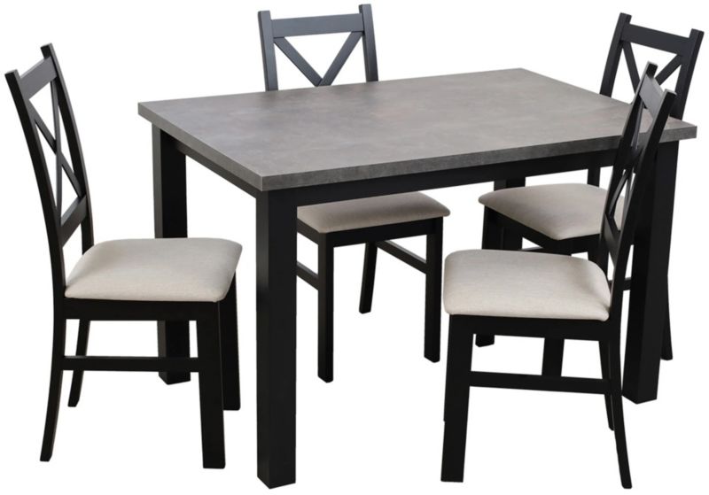 Zestaw stół 120x80 z 4 krzesłami Bonni M005-4 Czarny/Beton 1 kpl.