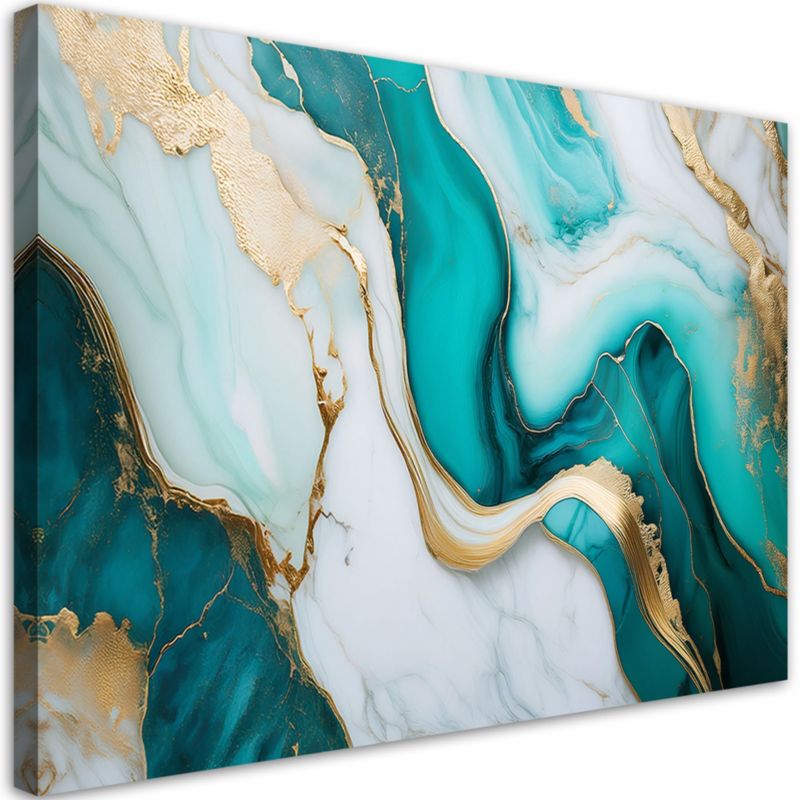 Obraz na płótnie Feeby Turkusowy Kamień Marmur ze Złotem 60x40cm 1szt