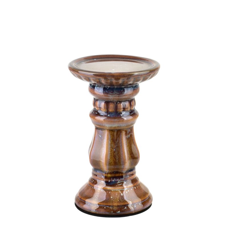 świecznik ceramiczny YARINE brązowy 10x10x16,5 cm 1 szt. 1 szt.