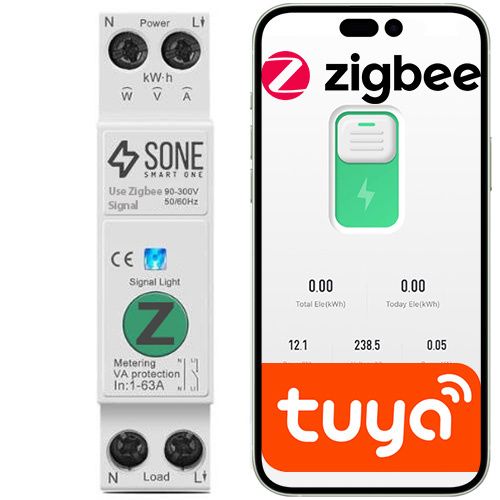 Przekaźnik Zigbee Sone 63A na szynę DIN z pomiarem zużycia zdalne sterowanie bezpiecznik