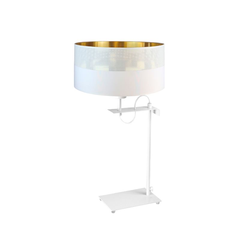 Lampka Nocna Volta Light Factory Point Biały/Biały ze złotem Abażur 1xE27 1szt.