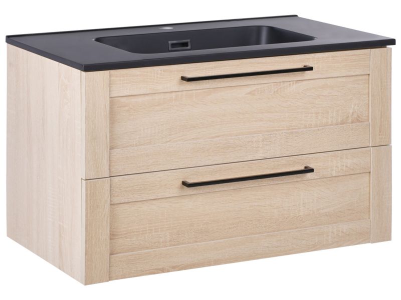 Szafka łazienkowa wisząca z umywalką Tarija 80 cm Jasnobrązowy 1 szt.