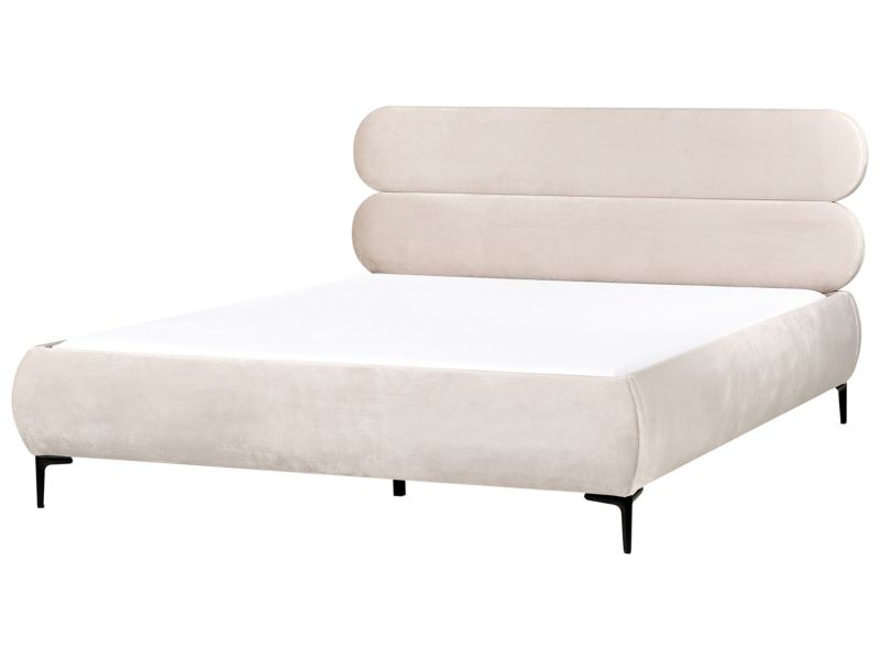 Łóżko Welur Lessay 180 x 200 cm Jasnobeżowy 1 szt.