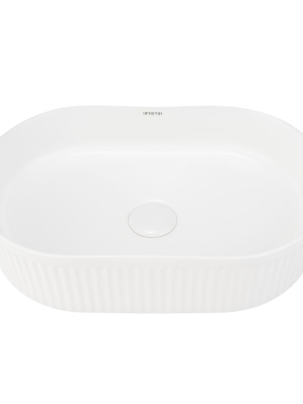 Umywalka nablatowa Uptrend Oaza, półokrągła, biały połysk 1 szt.