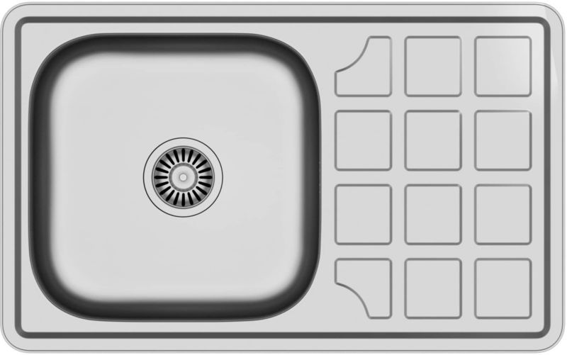 Zlewozmywak stalowy Quadron Louis 111 78x48cm, 1-komorowy, ociekacz, stal szlachetna len, 1 szt.