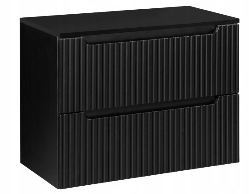 Szafka pod umywalkę łazienkowa Furnidea Nova Black czarna z blatem 80 cm ryflowana 2 szuflady 1 szt.