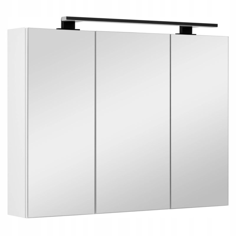 Szafka łazienkowa z lustrem MyFurni, 80 cm, biała połysk, oświetlenie LED, wisząca, lustrzana, 1 kpl.