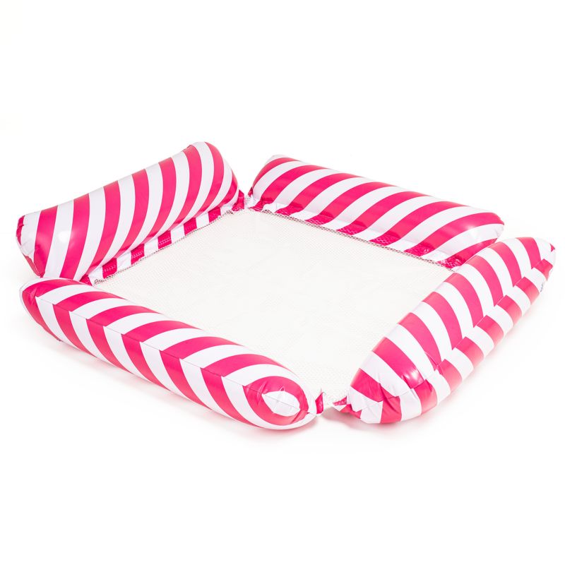 Materac dmuchany Be-active.pl ponton do pływania plażowy z siatką różowy 1szt