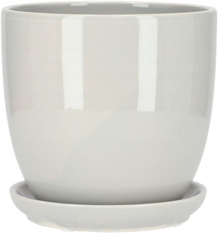 Doniczka ceramiczna KOTARBAU z podstawką szara 13 cm 1 szt.