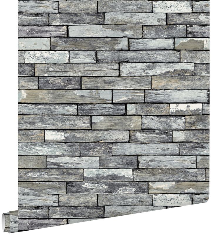 Tapeta ESTAhome kawałki drewna szarymIciemnożółtym 53 cm x 10.05 m - 1 rol.