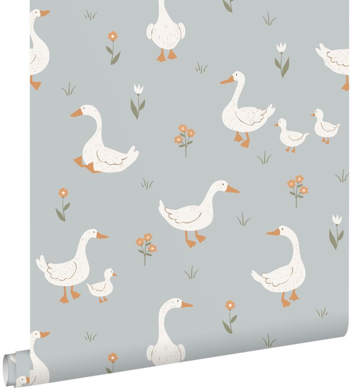 Tapeta ESTAhome słodkimi gęsiami niebieskim 50 x 900 cm - 1 rol.