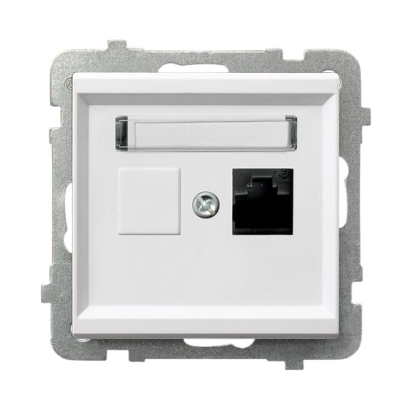 Gniazdo Komputerowe Pojedyncze RJ45 Kat.5E Ospel Biały Połysk Podtynkowe 1 szt.