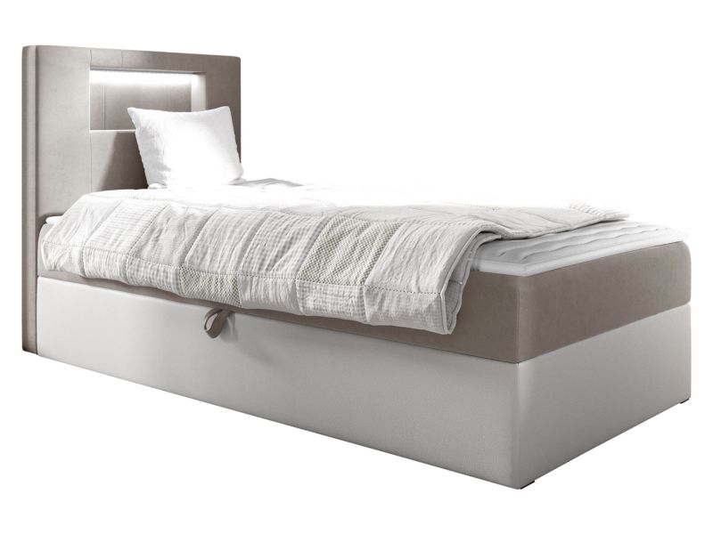 Łóżko kontynentalne MIRJAN 24 Gold Junior 1 80x200, Strona: Lewa biała ekoskóra/beżowy 1 szt.