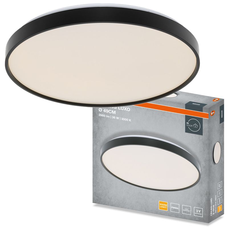 Plafon LED Luxo Osram Lampa Sufitowa Oprawa Natynkowa 36W 1980lm 3000K Okrągły Czarny 1 szt.