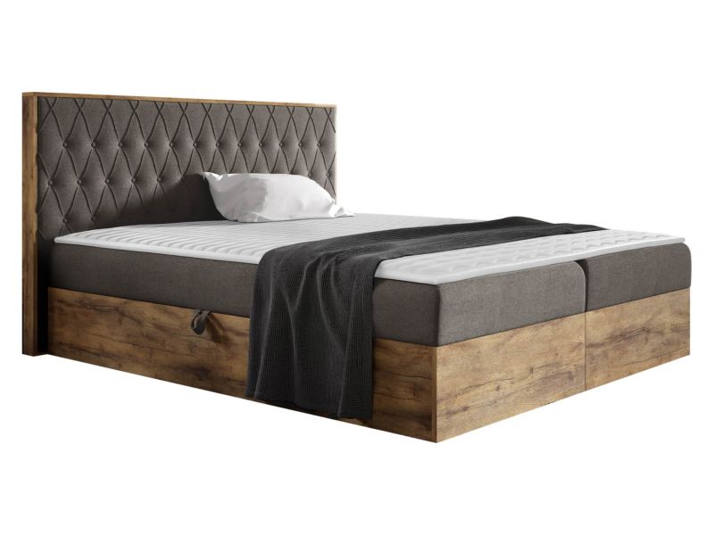 Łóżko kontynentalne MIRJAN 24 Wood 6 180x200 dąb lancelo/ciemny brąz 1 szt.