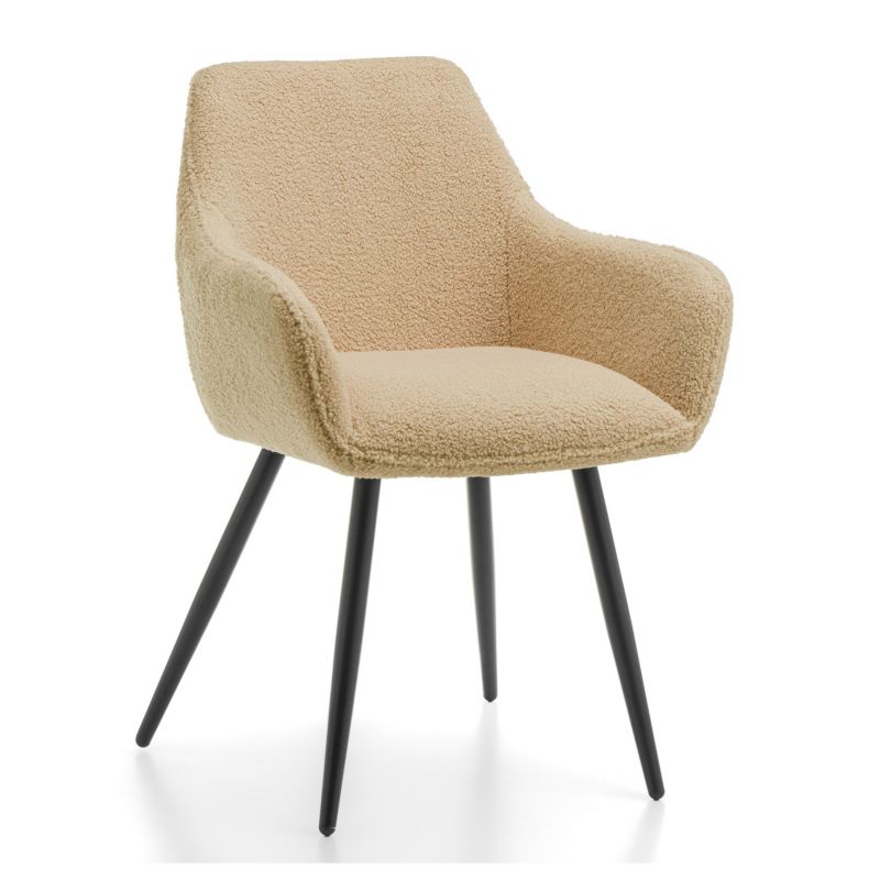 Krzesło tapicerowane New Home BOUCLE ciemnobeżowe teddy z podłokietnikami 1 szt.