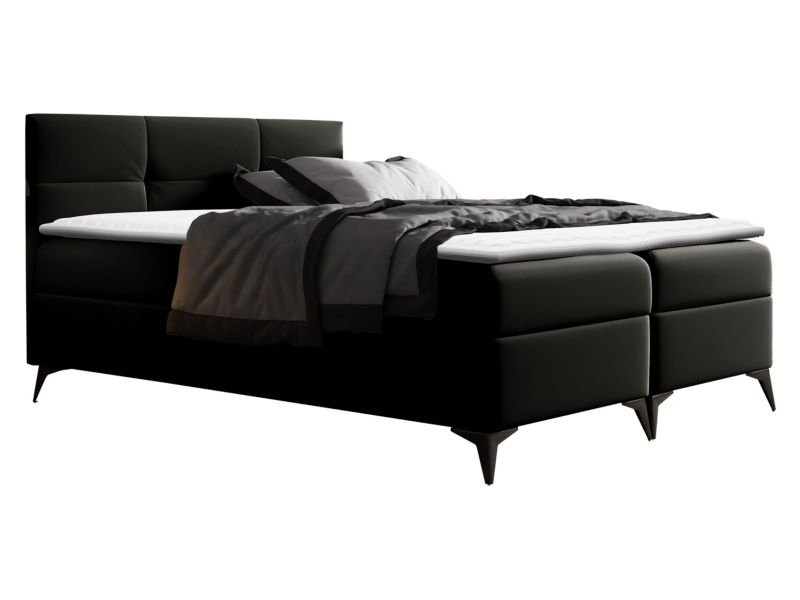 Łóżko kontynentalne MIRJAN 24 Figaro 160x200 czarna ekoskóra 1 szt.