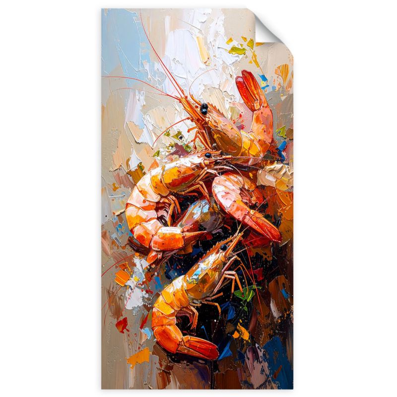 Naklejki samoprzylepne do salonu sypialni Feeby Krewetki Owoce morza 50x100cm 1szt