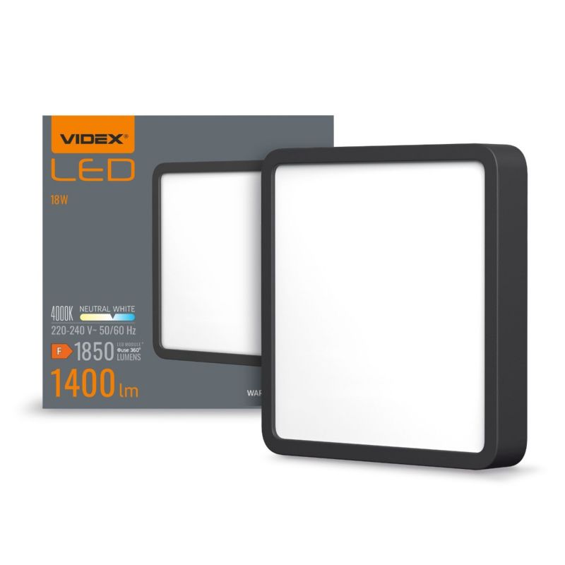 Plafon sufitowy nowoczesny Videx czarno-biały LED 15W wym: 19,2 x 19,2 cm - 1 szt.