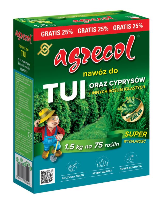 Nawóz do tui i cyprysów Agrecol 1,2 kg +25% gratis