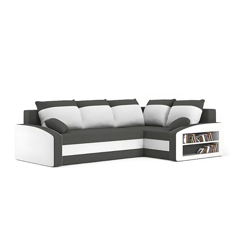 Narożnik TYLETEGOTU rozkładany półka w prawym mikrofaza prawy LUSSO szary biały 1 szt