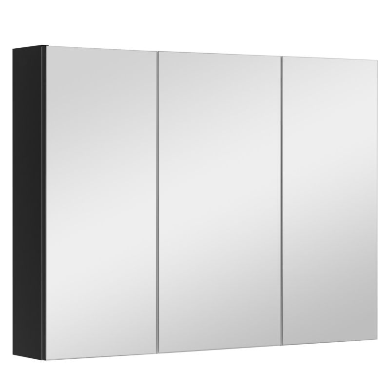 Szafka łazienkowa z lustrem MyFurni, 80 cm, czarna matowa, wisząca, lustrzana, 1 szt.