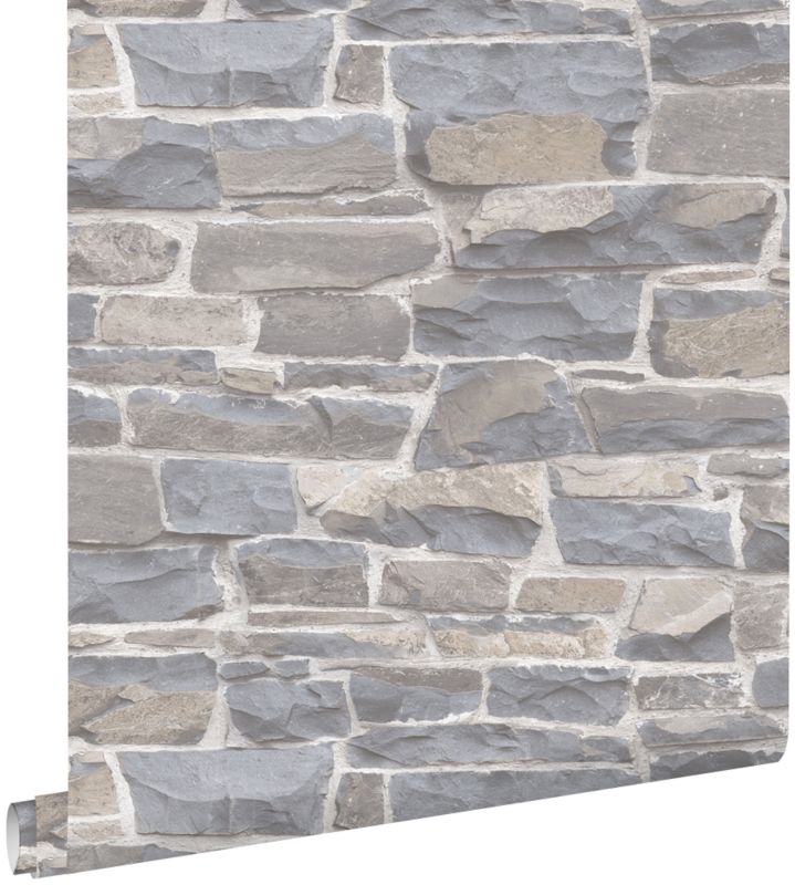 Tapeta ESTAhome ceglana ściana jasnoszarymIbeżowym 53 cm x 10.05 m - 1 rol.