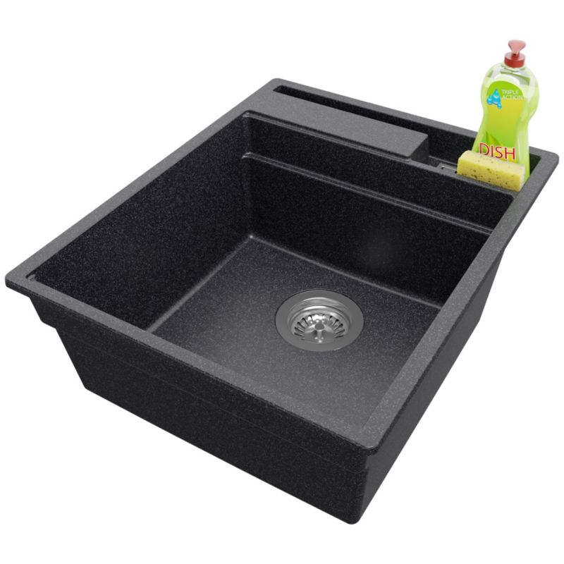 Zlewozmywak Oslo Pocket PRIMAGRAN Nablatowy 43x53cm do szafki od 45cm z Syfonem Grafitowy 1 szt.