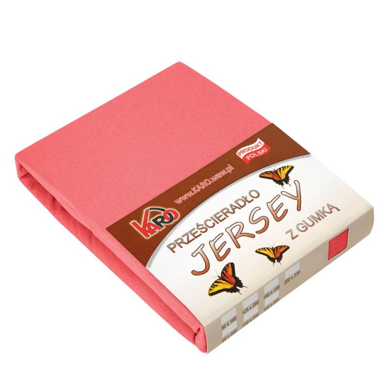 Prześcieradło jersey z gumką KARO 80x160 malinowe 1 szt.