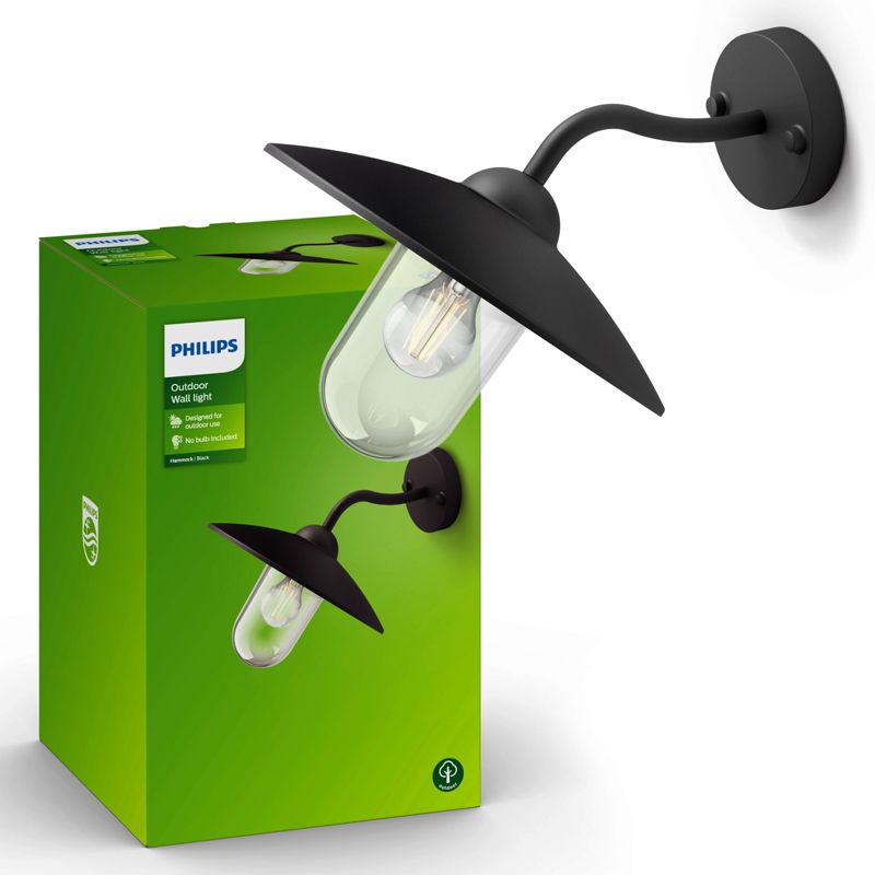 Kinkiet Ogrodowy Hammock Philips Lampa Elewacyjna Zewnętrzna E27 IP44 Czarna 1 szt.