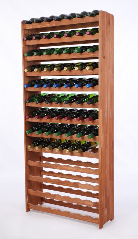 Stojak na wino MODO24 drewniany na 91 butelek 164 x 73 x 25 cm brązowy 1 szt.