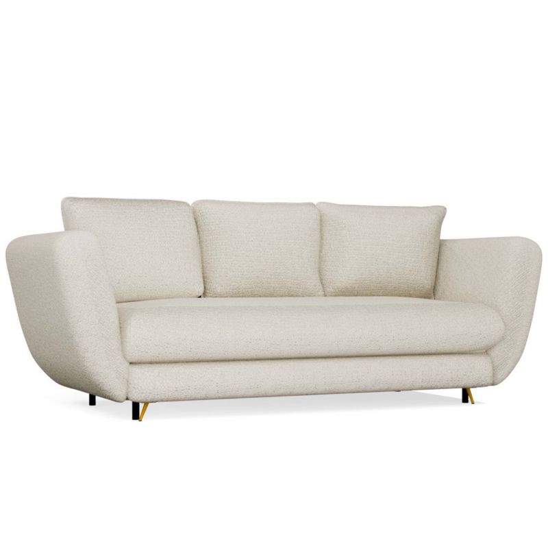 Sofa Topeshop Saris Beżowa Złote Nóżki Funkcja Spania 248x104x99 cm 1 szt.
