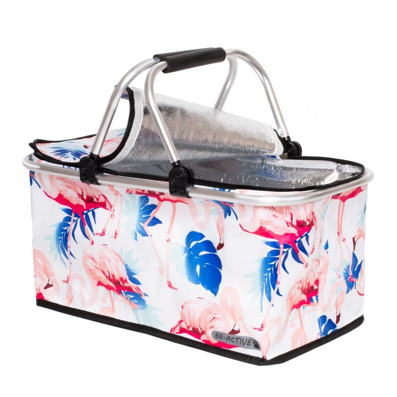 Kosz termiczny Be-active.pl torba na zakupy piknik 30 litrów wzór różowy flaming 1 szt.
