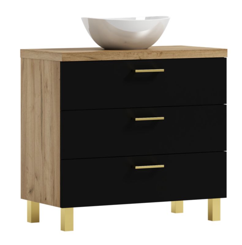 Szafka łazienkowa ROMA 80 czarny/dąb z umywalką Eliza B 1 szt.