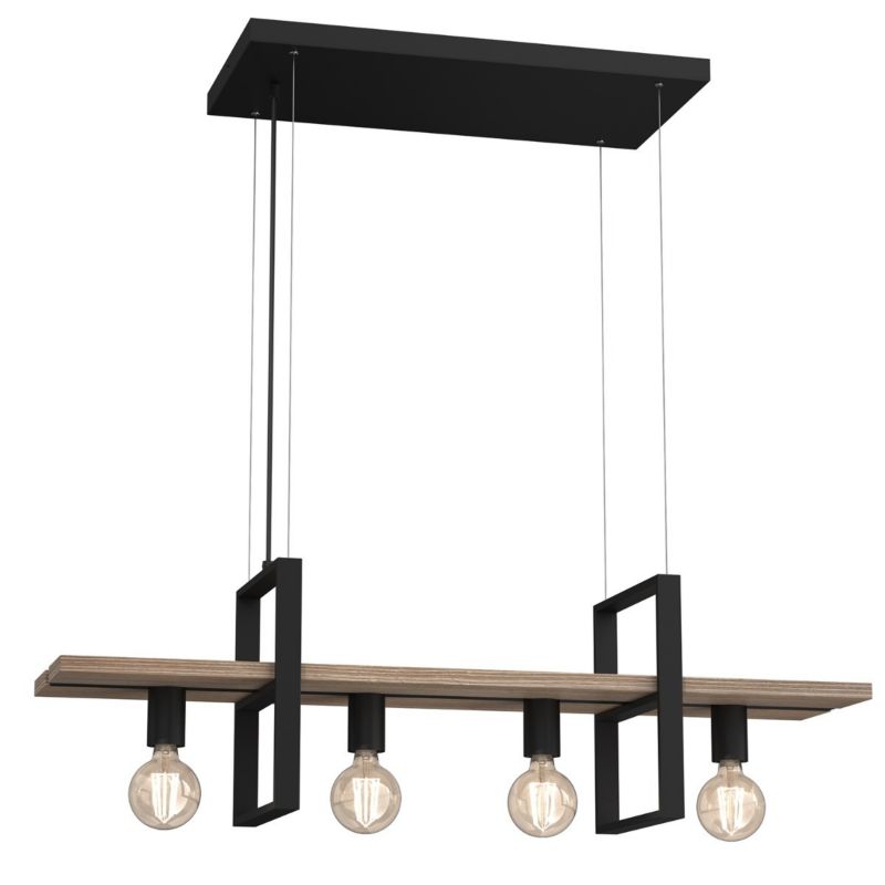Lampa wisząca Luminex Shelf czarny matowa-jasne drewno wym: 130 x 102 x 27 cm 4xE27 x 15W metal 1 szt.