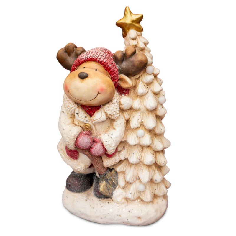 Figurka dekoracyjna renifer z choinką, Solis Decor by Aleksandra Sobota, 49 cm, 1 szt.