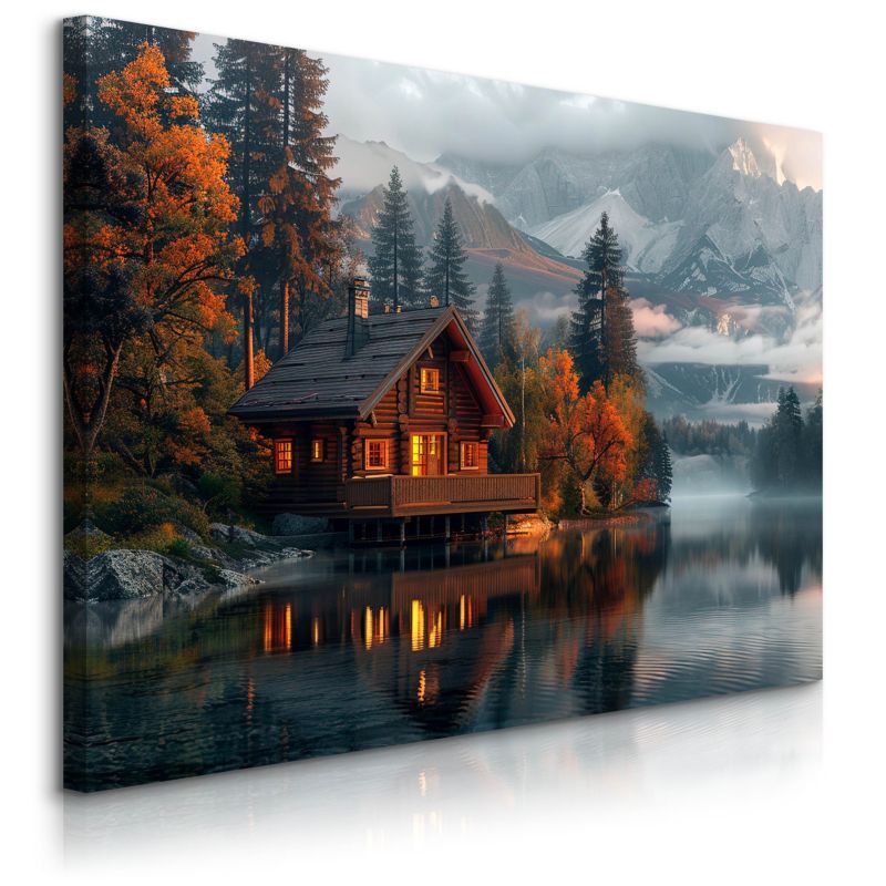 Obraz Muralo Na Płótnie Widok Na Górską Chatkę Krajobraz Abstrakcja 70x50 cm 1 szt.