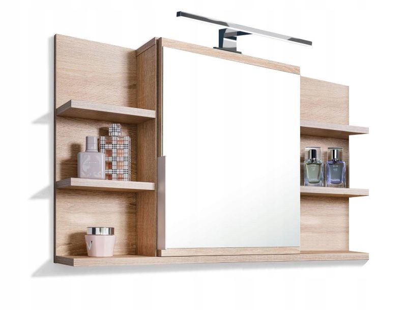 Szafka łazienkowa z lustrem Better Home 80 x 50 x 14 cm, Oświetlenie LED, Dąb sonoma, 1 szt.