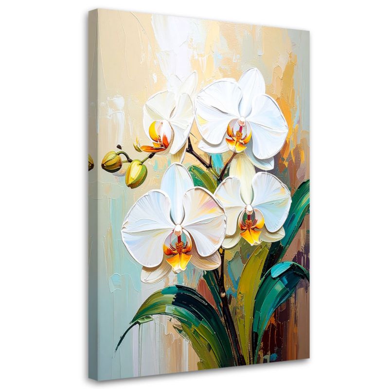 Obraz nowoczesny do salonu sypialni Feeby Białe Orchidee Kwiaty 60x90cm 1szt
