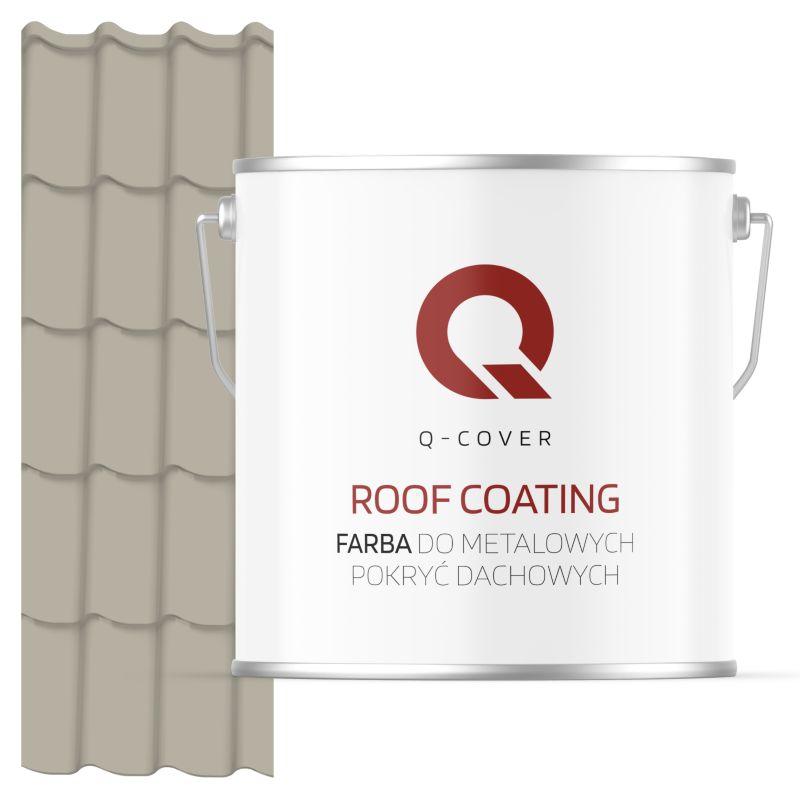 Farba do Metalowych Pokryć Dachowych Q-Cover Szary beżowy RAL7032 Satyna 5L