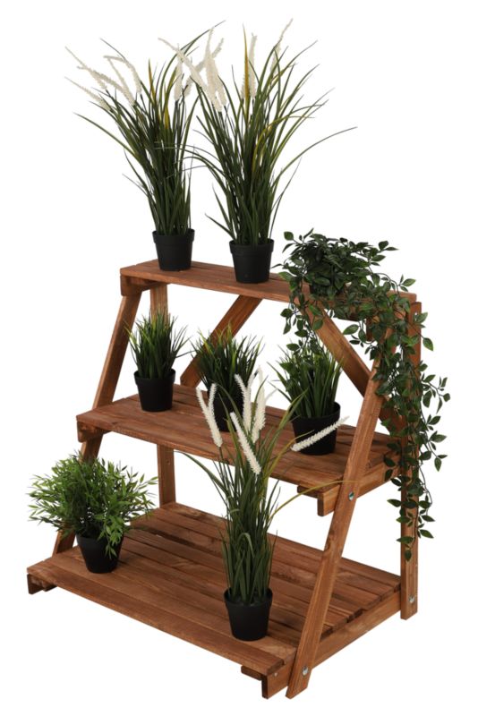 Kwietnik drewniany MODO24 regał na doniczki 90 x 85 x 67 cm impregnowany brązowy 1 szt.