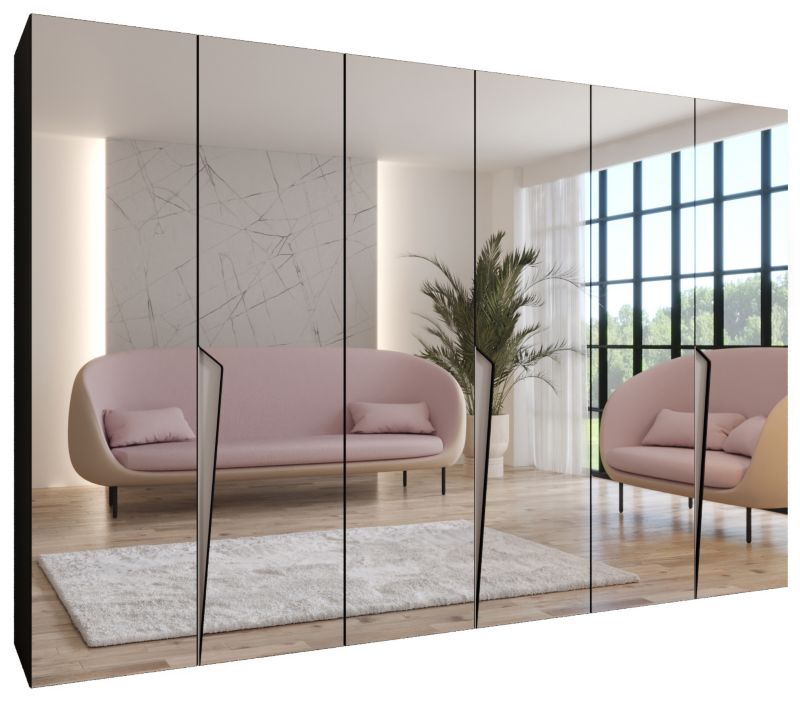 Szafa uchylna z lustrem otwierana Abiks PIANO 3 300 (3x100) wys 202 cm Czarny + Kaszmir 1 szt