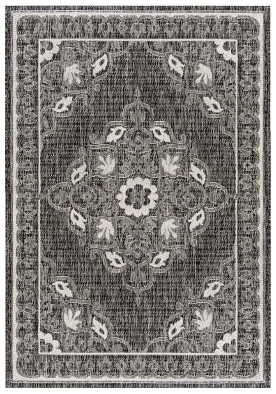 Dywan zewnętrzny/wewnętrzny roślinny Enna Cenere Mazovia 200x300cm wodoodporny na balkon, taras, grafitowy, szary 1 szt.