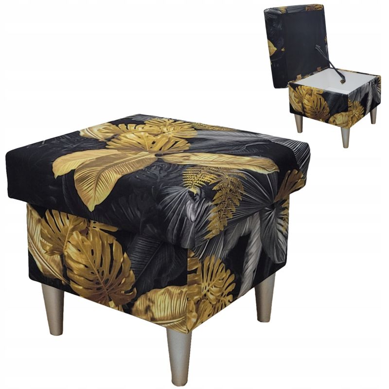 Pufa do salonu podnóżek z pojemnikiem Family Meble ARI czarny 1szt